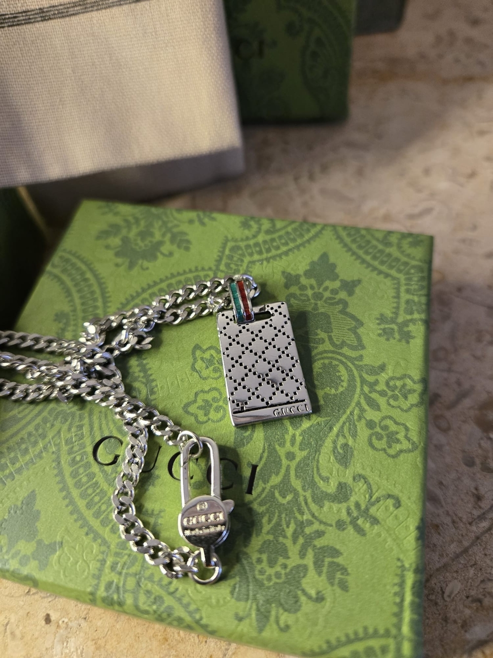 Gucci Silver-Tone Pendant Necklace in 925 Sterling Silver - Picture 6 of 6